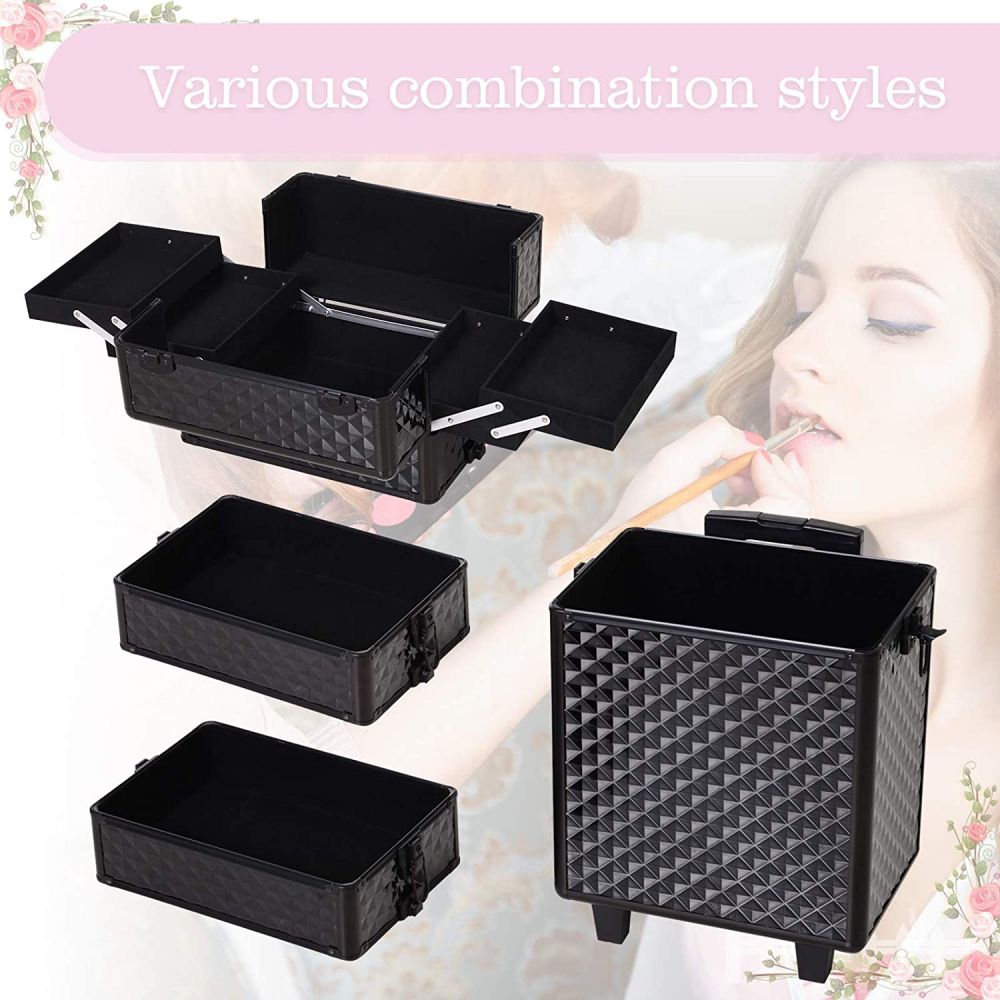 4 in 1 Portable Aluminum Makeup Train Cases Trolley for Salon